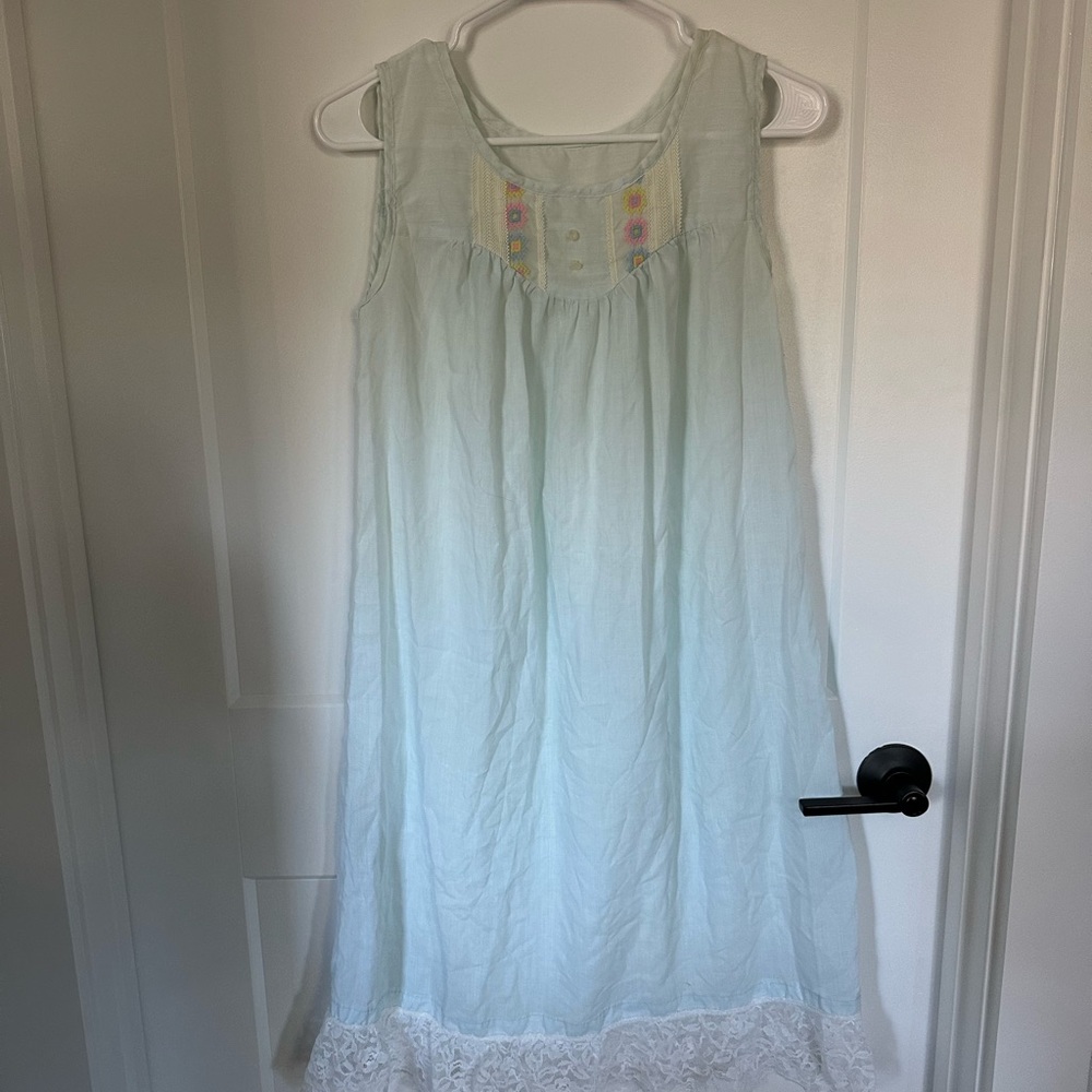 Vintage Teal Lace Nightgown SIZE S/M